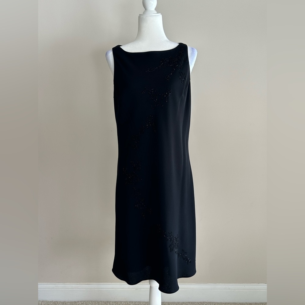 Ann Taylor Black Embellished Midi Dress